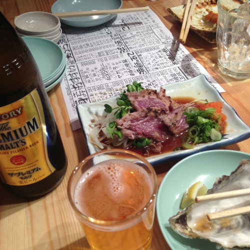 牡蠣とまぐろほほ肉たたきなど